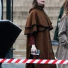 Emily in Paris S04 Emily Cooper Brown Cape Coat