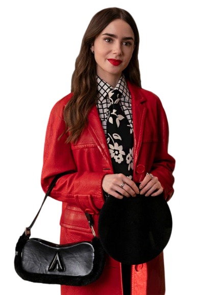 Emily in Paris S04 Lily Collins Red Leather Coat