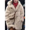 Lily Collins Emily In Paris S04 Beige Hooded Shearling Coat