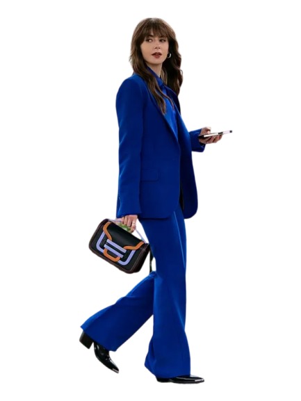 Lily Collins Emily in Paris Blue Suit