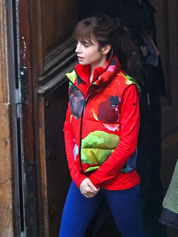 Lily Collins Emily in Paris S04 Puffer Vest