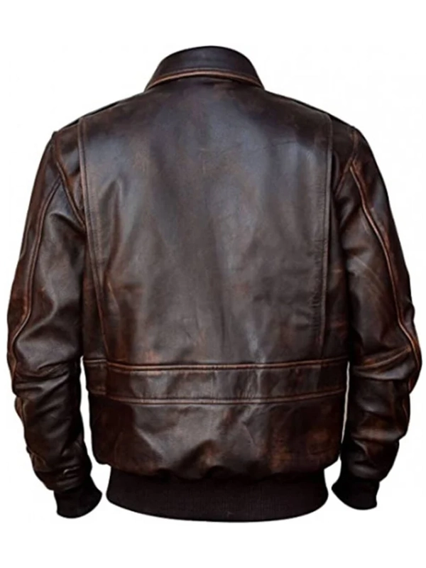 Men's A2 Aviator Flight Bomber Brown Leather Jacket