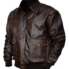 Men's A2 Aviator Flight Bomber Distressed Brown Leather Jacket