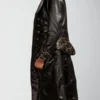 Men's Handmade Black Leather Long Trench Coat