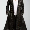 Men's Handmade Leather Long Trench Coat