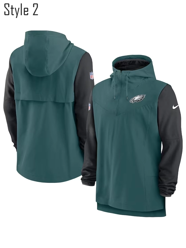 Men's Nike GreenBlack Philadelphia Eagles Sideline Player Quarter-Zip Hoodie