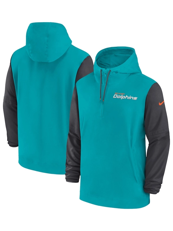 Miami Dolphins Sideline Pre-Game Half-Zip Hoodie Jacket