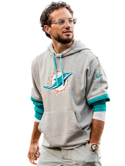 Mike McDaniel Miami Dolphins Grey Sideline Hoodie