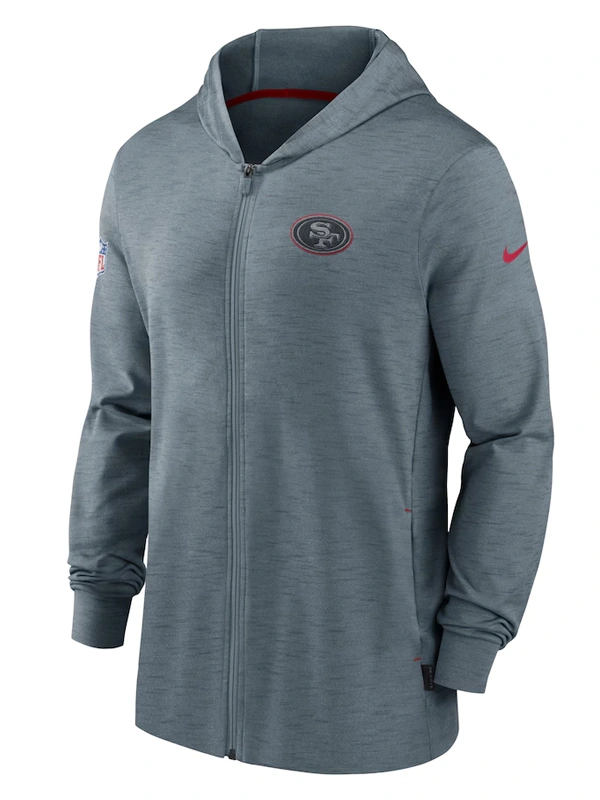 NFL Nike Heather Gray San Francisco 49ers Sideline Team Pop Full-Zip Hoodie Jacket