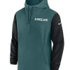 NIKE MIDNIGHT GREEN AND BLACK PHILADELPHIA EAGLES SIDELINE PRE GAME HALF-ZIP HOODIE JACKET