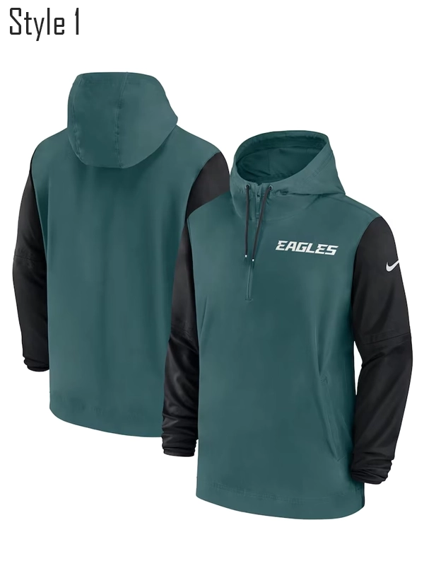 Philadelphia Eagles Sideline Pre Game Half Zip Hoodie Jacket