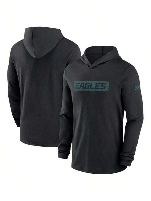 Nike Black Philadelphia Eagles Sideline Hoodie Performance Long Sleeve T-Shirt