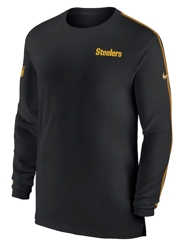 Nike Black Pittsburgh Steelers Sideline Coach UV Performance Long Sleeve T-Shirt