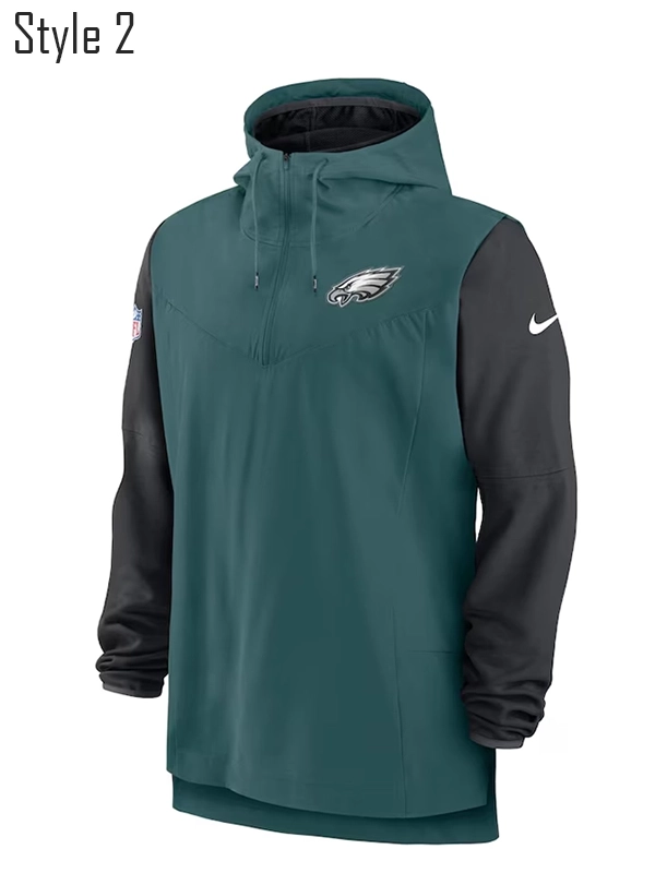 Nike Philadelphia Eagles GreenBlack Sideline Player Quarter-Zip Hoodie