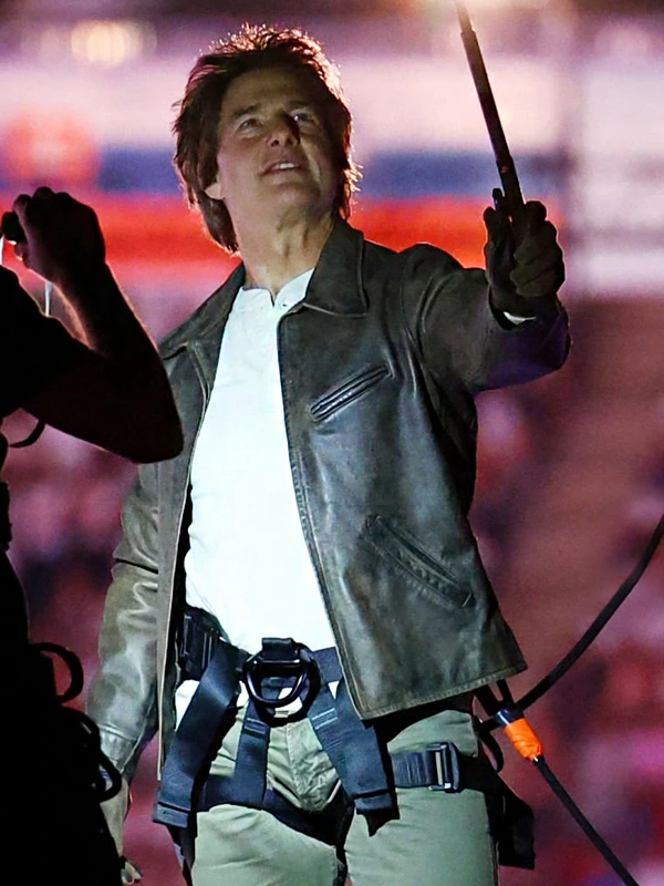 Olympic Closing Ceremony Tom Cruise Brown Leather Jacket