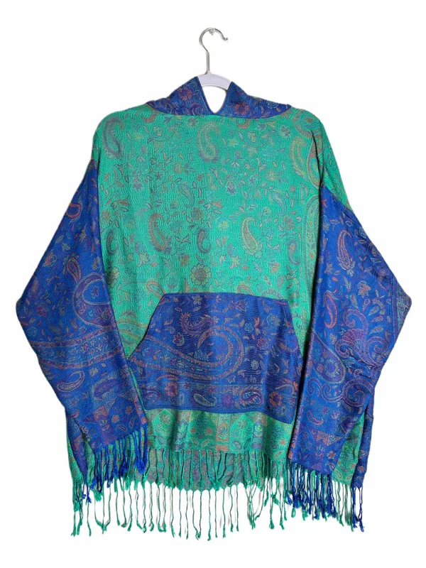 Pashmina Hoodie Green & Blue