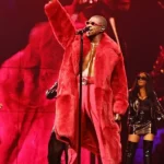 Usher Red Fur Coat