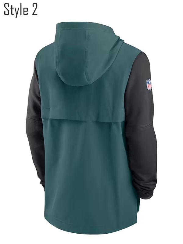 Philadelphia Eagles Green & Black Sideline Player Quarter-Zip Hoodie