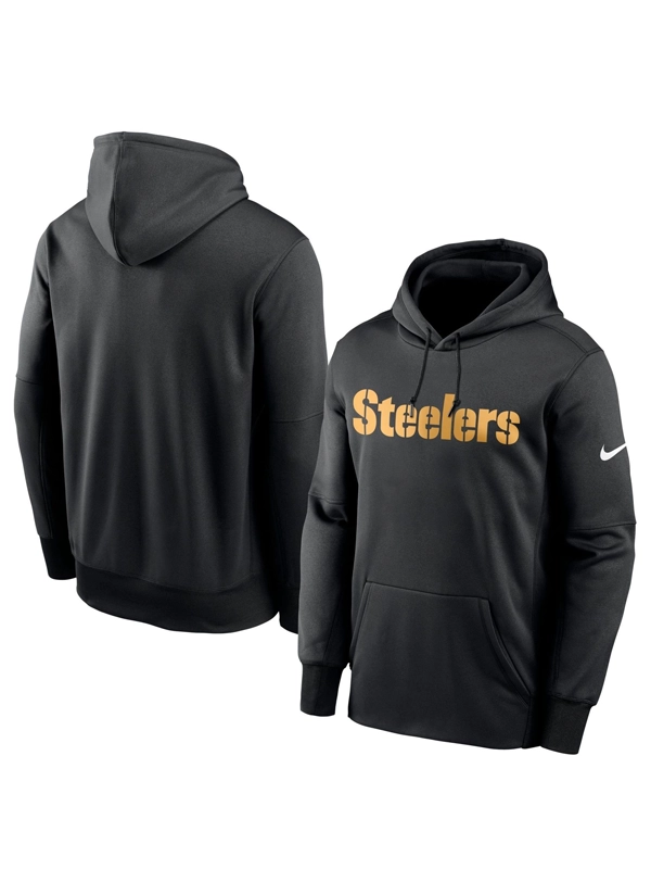 Pittsburgh Steelers Prime Wordmark Therma Black Hoodie