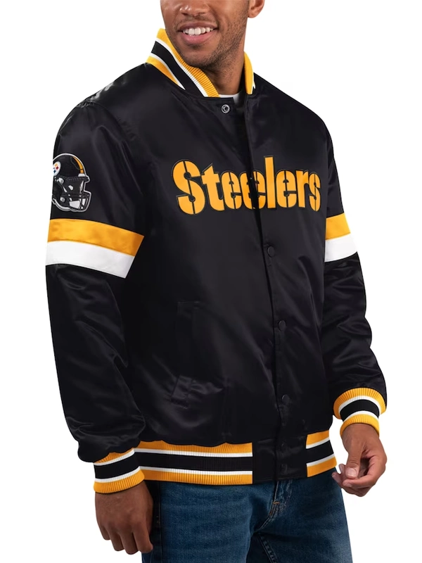 Pittsburgh Steelers Starter Black Satin Varsity Jacket