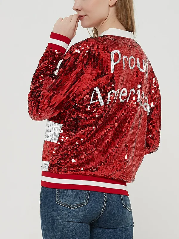 Proud American Sequin Bomber Jacket