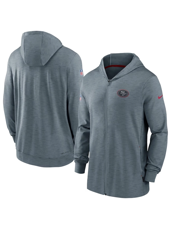 San Francisco 49ers Grey Sideline Team Full-Zip Hoodie