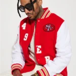 San Francisco 49ers Red and White Varsity Jacket