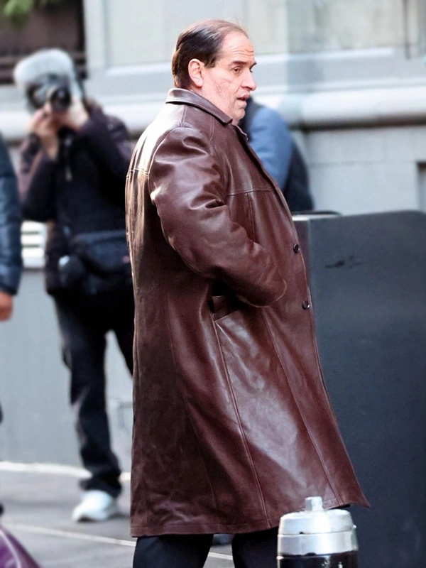 The Penguin 2024 Colin Farrell Brown Leather Coat