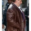 The Penguin Colin Farrell Leather Coat Brown