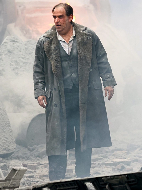 The Penguin Oswald Cobblepot Grey Shearling Trench Coat