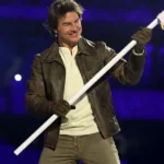 Paris 2024 Olympic Closing Ceremony Tom Cruise Leather Jacket