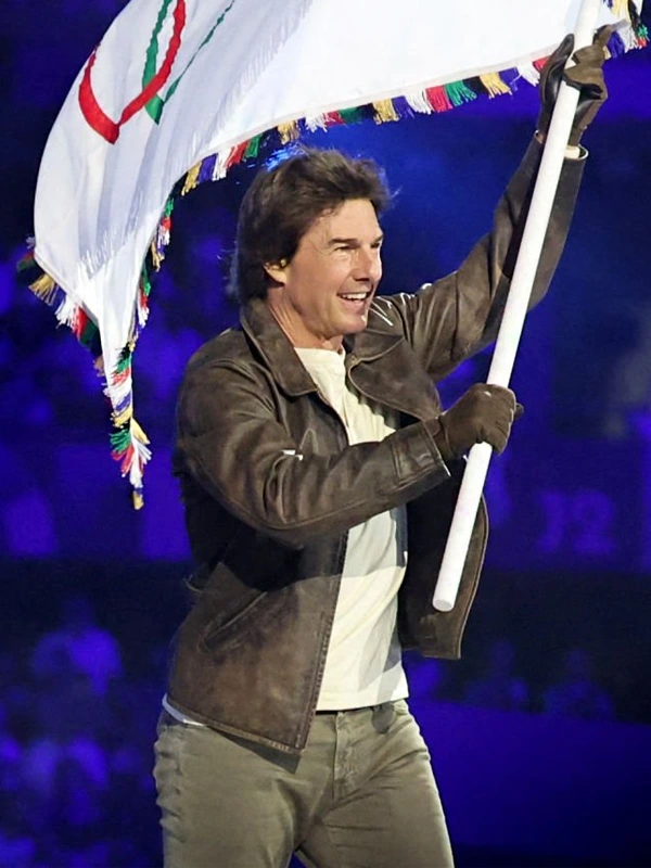 Tom Cruise Olympic Brown Leather Jacket