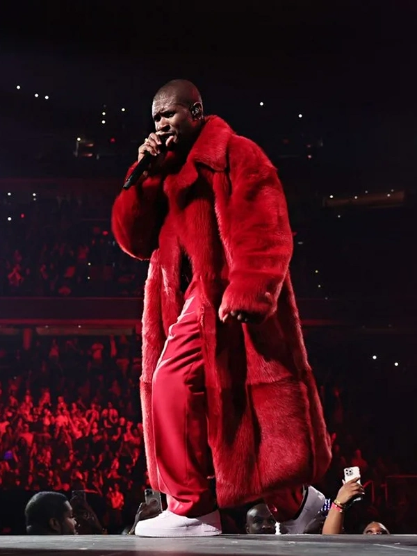 Usher Fur Coat Red