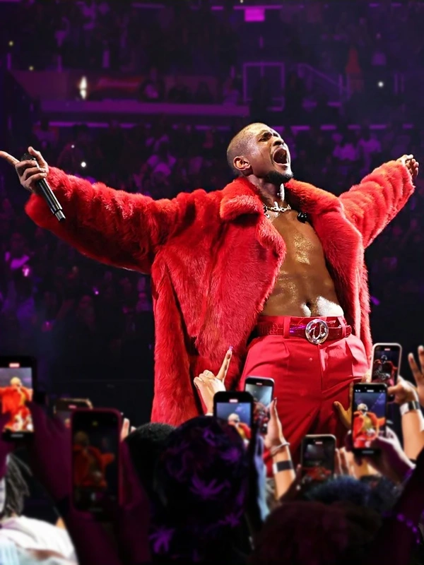 Usher Past Present Future Tour Red Fur Coat