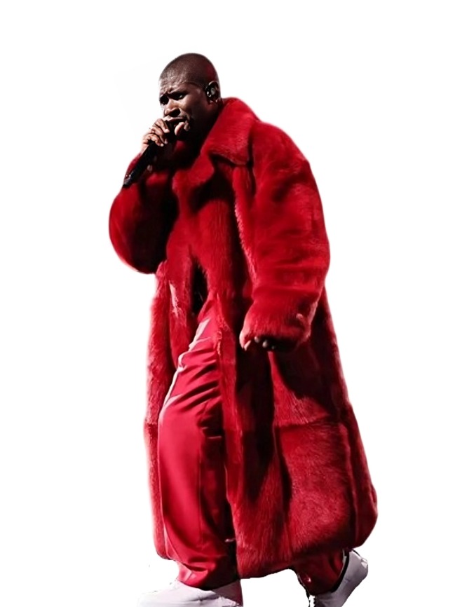 Usher Red Fur Coat