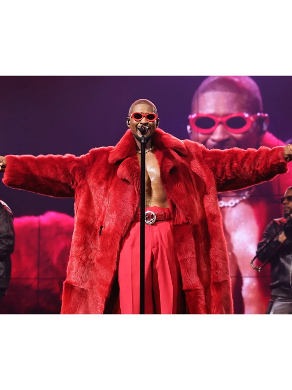 Usher Red Shearling Fur Coat