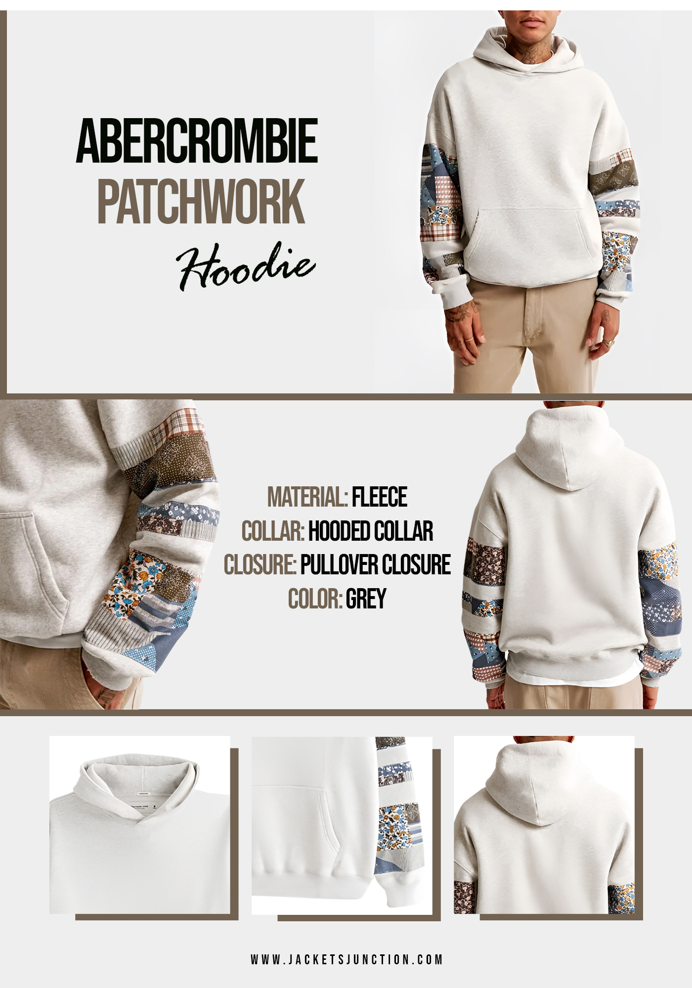 abercrombie hoodie patchwork sleeves