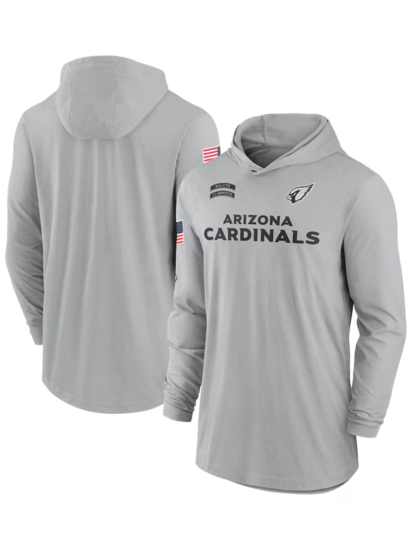 2024 Arizona Cardinals Salute to Service Long Sleeve Hooded T-Shirt