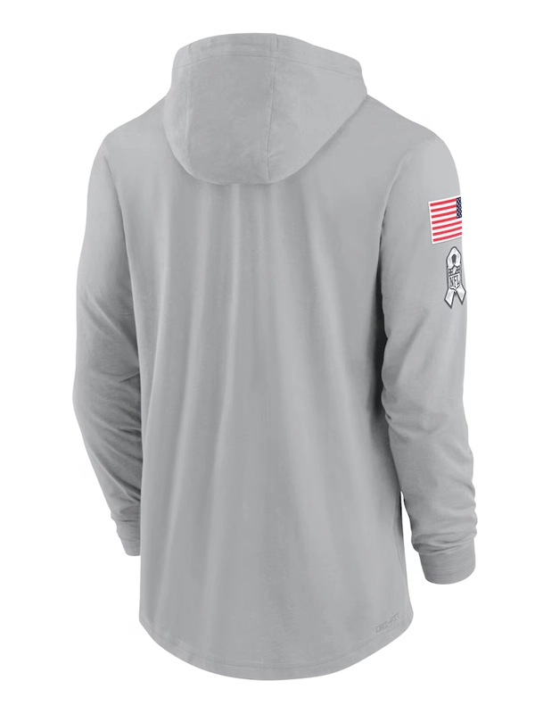 2024 Chicago Bears Salute to Service Gray Long Sleeve Hooded T-Shirt