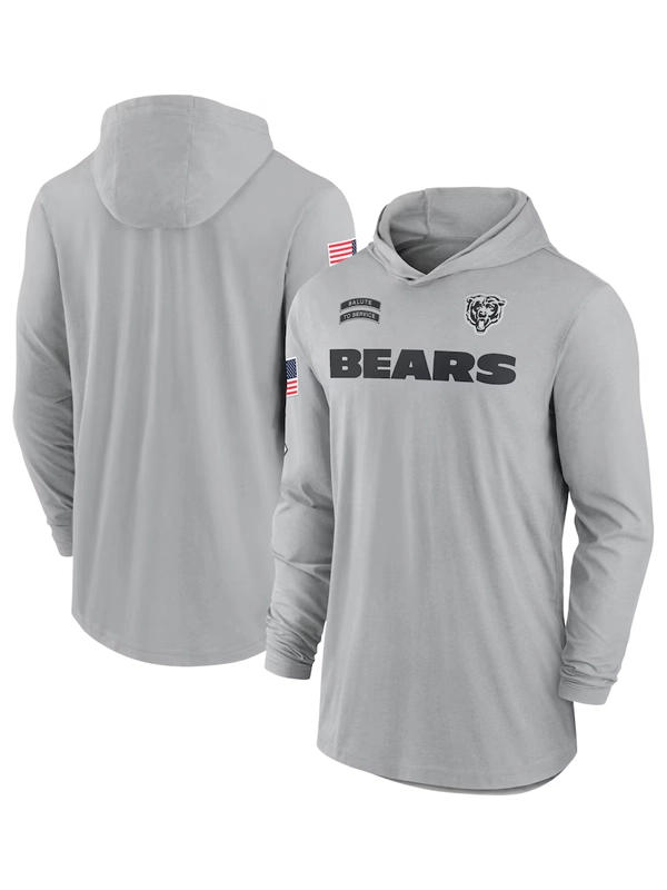 2024 Chicago Bears Salute to Service Long Sleeve Hooded T-Shirt