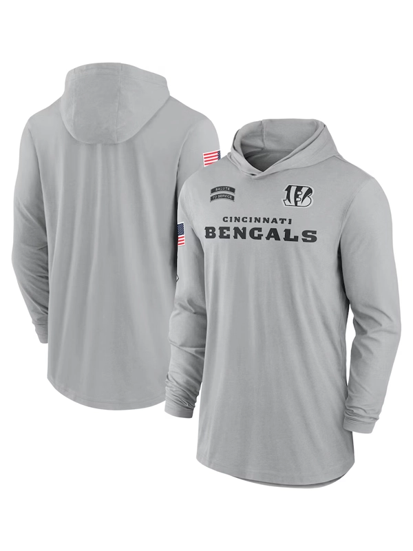 2024 Cincinnati Bengals Salute to Service Long Sleeve Hooded T-Shirt