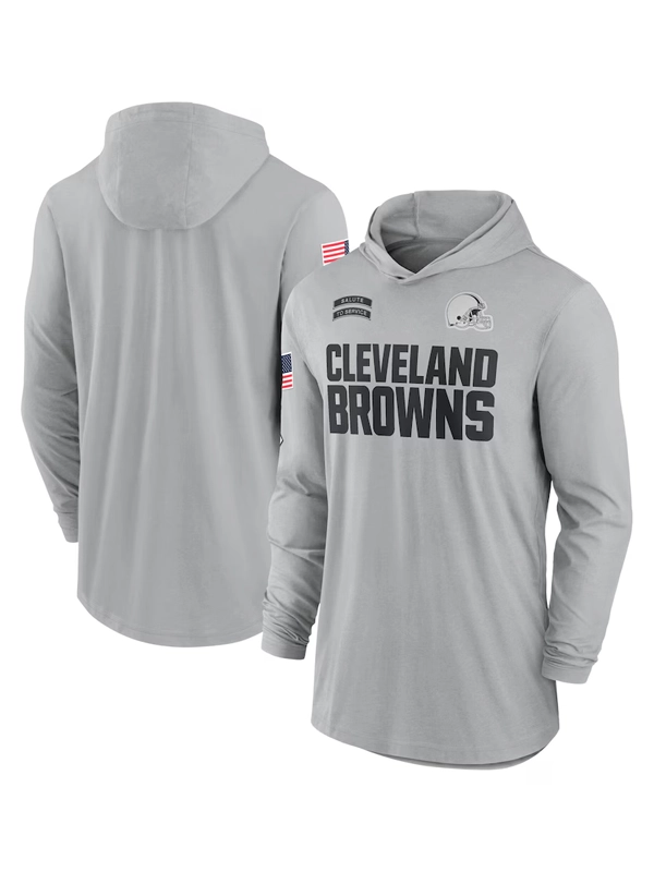 2024 Cleveland Browns Salute to Service Long Sleeve Hooded T-Shirt