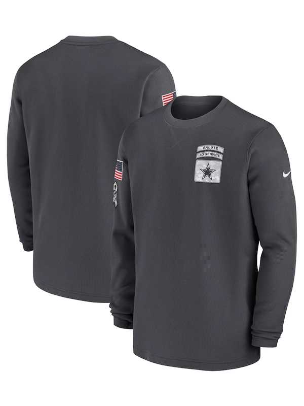 2024 Dallas Cowboys Salute To Service Black Long Sleeve T-Shirt