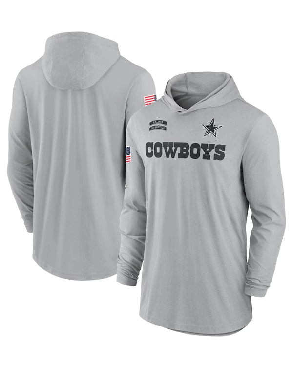 2024 Dallas Cowboys Salute to Service Long Sleeve Hooded T-Shirt