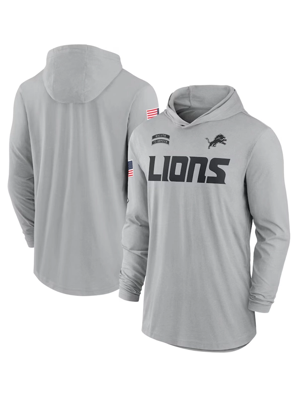 2024 Detroit Lions Salute to Service Long Sleeve Hooded T-Shirt