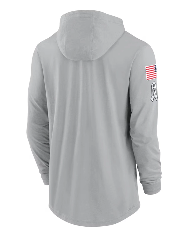 2024 Kansas City Chiefs Salute to Service Gray Long Sleeve Hooded T-Shirt