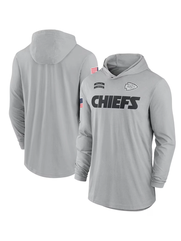 2024 Kansas City Chiefs Salute to Service Long Sleeve Hooded T-Shirt