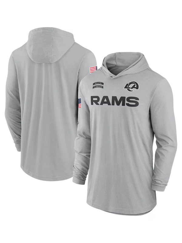 2024 Los Angeles Rams Salute to Service Long Sleeve Hooded T-Shirt