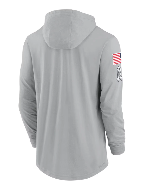 2024 Miami Dolphins Salute to Service Grey Long Sleeve Hooded T-Shirt