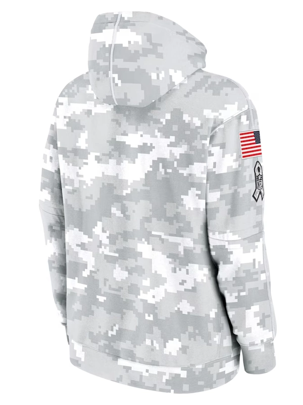 2024 New England Patriots Arctic Camo Salute to Service Club Grey Hoodie